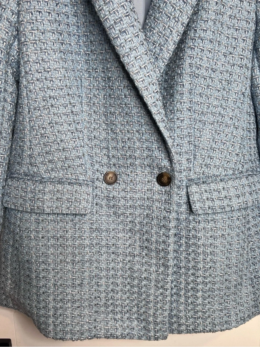 Ann Taylor ‘The Crosby’ Light Blue‎ Tweed Women's Blazer Jacket. Size 6. NWT.